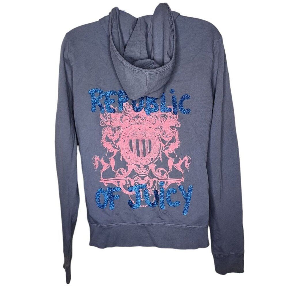 Vintage Y2K Juicy Couture Full Zip Hoodie Sweatshirt Womens Size XL Gray